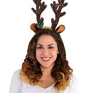 amscan Reindeer Antlers Sequined Headband | 15" x 14" | 1 Pc, Brown