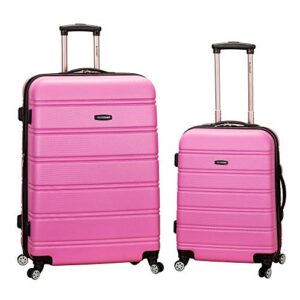 rockland melbourne hardside expandable spinner wheel luggage, pink, 2-piece set (20/28)