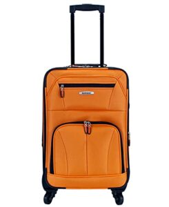 rockland pasadena softside spinner wheel luggage, orange, carry-on 20-inch