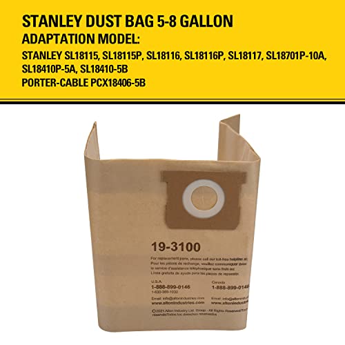 alton enterprises limited Stanley 19-3100 5-8 Gallon Disposable Filter Bag for Wet/Dry Vacuums, 3-Pack