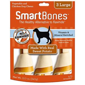 smartbones large chews, treat your dog to a rawhide-free chew made with real meat and vegetables 3 count (pack of 1)