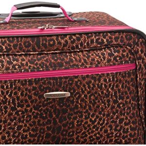 Rockland Vara Softside Upright Luggage, Pink Leopard, 3-Piece Set (20/22/28)