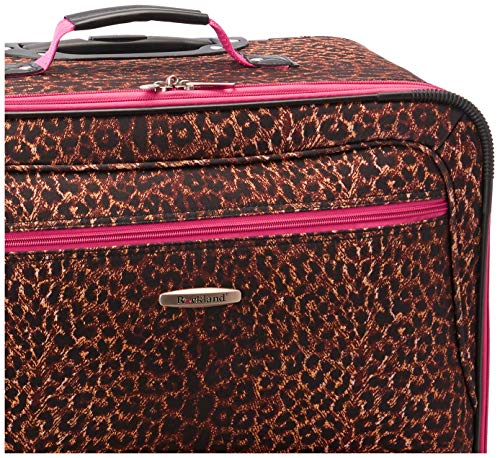 Rockland Vara Softside Upright Luggage, Pink Leopard, 3-Piece Set (20/22/28)