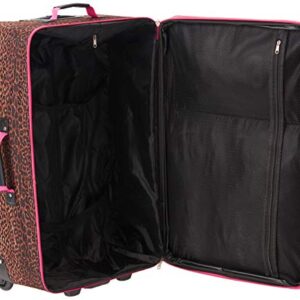 Rockland Vara Softside Upright Luggage, Pink Leopard, 3-Piece Set (20/22/28)