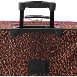 Rockland Vara Softside Upright Luggage, Pink Leopard, 3-Piece Set (20/22/28)