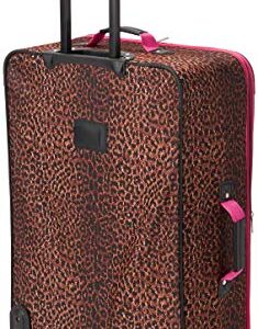 Rockland Vara Softside Upright Luggage, Pink Leopard, 3-Piece Set (20/22/28)