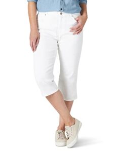 lee women's relaxed fit capri jean white 16