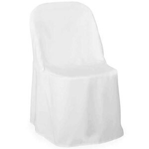 lann's linens 10 pcs white polyester folding chair covers for wedding, party, and banquet - elegant cloth slipcovers