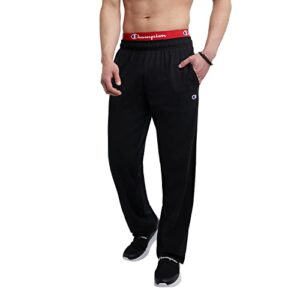 champion men's authentic open bottom jersey pant, medium - black