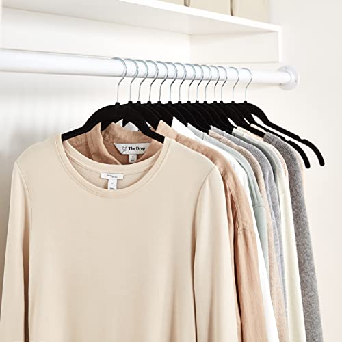 Amazon Basics Slim, Velvet, Non-Slip Shirt Clothes Hangers, Black/Silver - Pack of 30