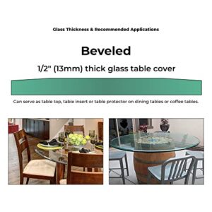 54" Inch Round Glass Table Top 1/2" Thick Tempered Beveled Edge by Fab Glass and Mirror