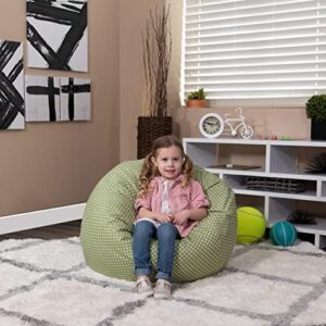 Flash Furniture Dillon Small Green Dot Bean Bag Chair for Kids and Teens