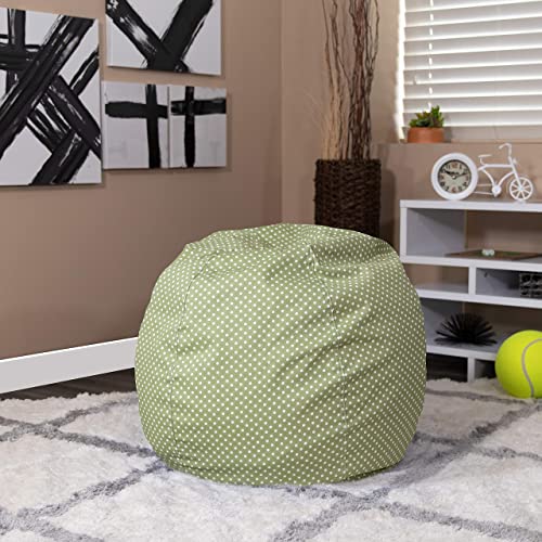 Flash Furniture Dillon Small Green Dot Bean Bag Chair for Kids and Teens