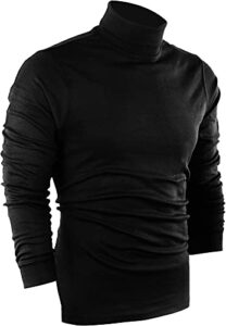 utopia wear premium mens shirt, cotton blend knitted turtleneck men t-shirt pullover sweater, black, xx-large