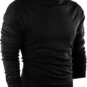 Utopia Wear Premium Mens Shirt, Cotton Blend Knitted Turtleneck Men T-Shirt Pullover Sweater, Black, XX-Large