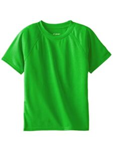 kanu surf boys' short sleeve upf 50+ rashguard swim shirt, solid green, 5t
