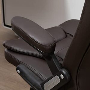 HOMCOM High Back Executive Massage Office Chair with 6 Point Vibration, 5 Modes, Faux Leather Heated Reclining Desk Chair, Dark Brown
