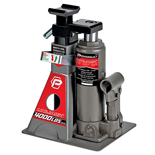 Powerbuilt 2 Ton UniJack Combination Hydraulic Bottle Jack / Jackstand in 1 Unit, Compact, Portable, Wide Base, for Unibody Sedans, CUVs, SUVs, Cars, - 620470