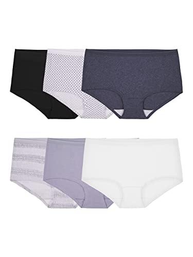 Fruit of the Loom Women's 6 Pack Assorted Cotton Boyshort Panties, Assorted, 9