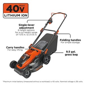 BLACK+DECKER 40V MAX* Cordless Lawn Mower with Battery and Charger Included (CM1640)