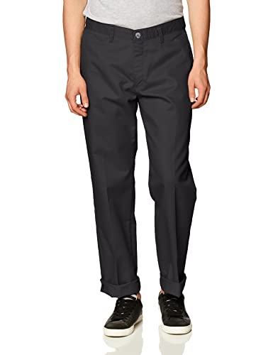 Lee Men's Total Freedom Relaxed Fit Flat Front Pant - 33W x 29L - Black