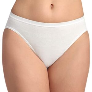 Fruit of the Loom Women's 3 Pack Cotton Hi-Cut Brief Panty, White, 9