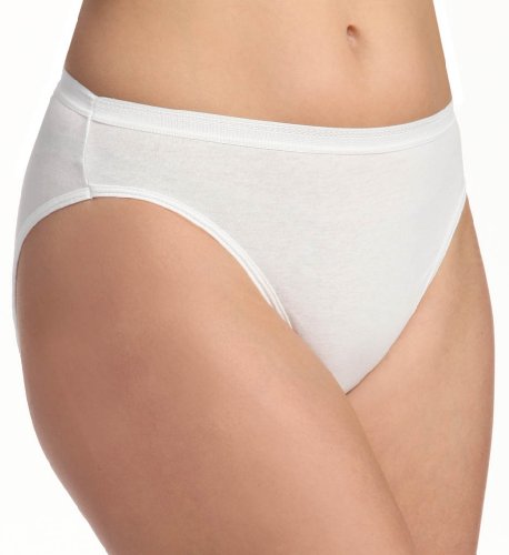 Fruit of the Loom Women's 3 Pack Cotton Hi-Cut Brief Panty, White, 9