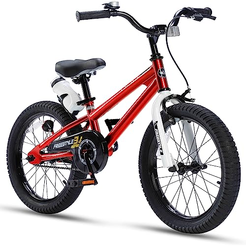 Royalbaby Kids Bike Boys Girls Freestyle BMX Bicycle With Kickstand Gifts for Children Bikes 18 Inch Red (RB18B-6R)