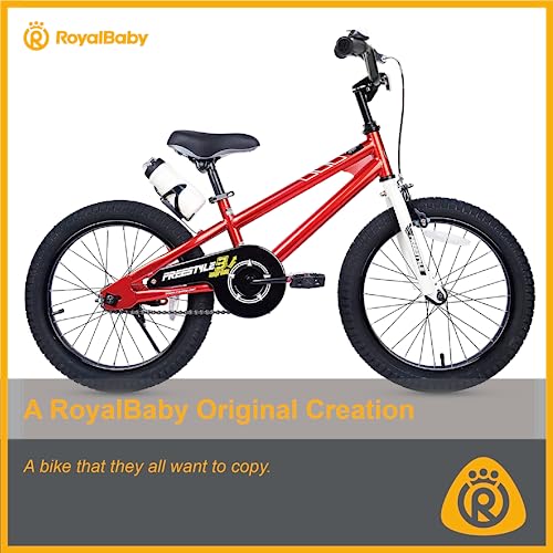 Royalbaby Kids Bike Boys Girls Freestyle BMX Bicycle With Kickstand Gifts for Children Bikes 18 Inch Red (RB18B-6R)