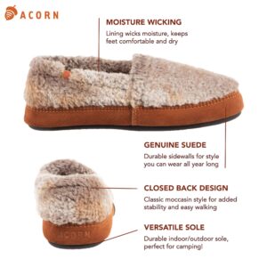 Acorn Moc Slipper – Cozy, Comfortable Moccasins for Women – House Shoes with Memory Foam Cloud Cushioning and Indoor / Outdoor Sole, Buff Popcorn, 6.5-7.5