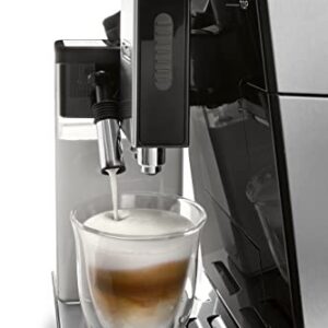Delonghi super-automatic espresso coffee machine with an adjustable grinder, double boiler, milk frothermaker for brewing espresso, cappuccino, latte, macchiato & Flat white. ECAM44660B Eletta, 1 liters