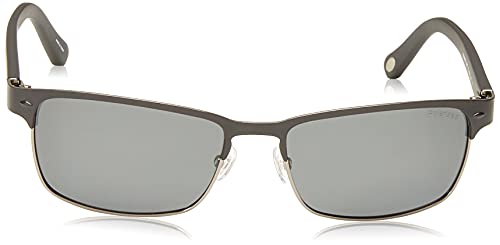 Fossil FOS3000ps Polarized Rectangular Sunglasses, Matte Black Ruthenium, 57 mm