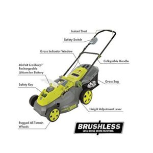 Sun Joe iON16LM 40-Volt 16-Inch Brushless Cordless Lawn Mower, Kit (w/4.0-Ah Battery + Quick Charger), ION16LM