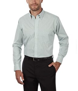 van heusen men's regular fit gingham button down collar dress shirt, green chicory, large