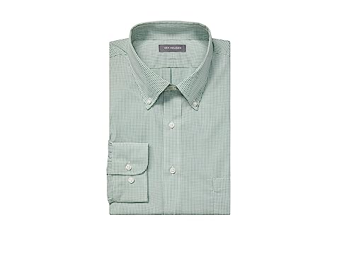 Van Heusen Men's Regular Fit Gingham Button Down Collar Dress Shirt, Green Chicory, Large