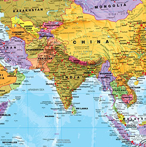 Maps International Giant World Map - Mega-Map Of The World - 46 x 80 - Full Lamination