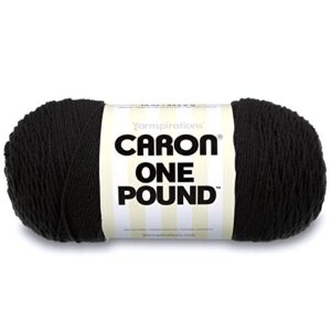 caron one pound solids yarn, 16oz, gauge 4 medium, 100% acrylic - black- for crochet, knitting & crafting ( 1 piece )