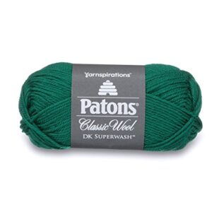patons classic wool dk yarn, 1.75 oz, emerald, 1 ball
