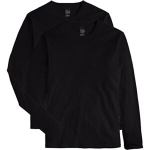 hanes men's long-sleeve premium t-shirt (pack of 2), black, large