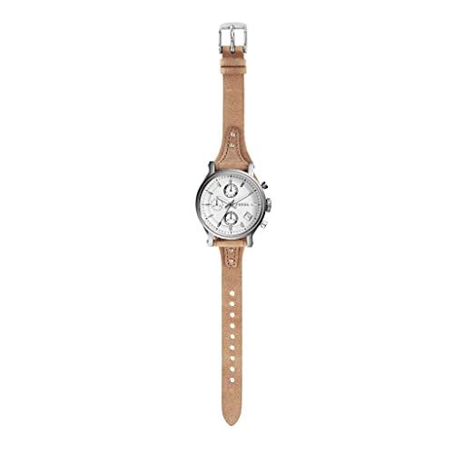 Fossil Women's Original Boyfriend Quartz Stainless Steel and Leather Chronograph Watch, Color: Silver (Model: ES3625)