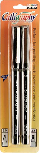 Uchida Of America 6000-2C-1 Calligraphy Marker Set, 2.0 and 3.5mm, Black, 2-Pack