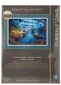 dimensions gold collection counted cross stitch kit, northern night, 16 count dove grey aida, 16'' x 11'', multicolored