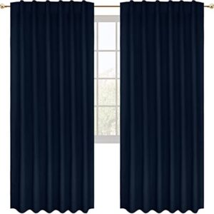 utopia bedding curtain - rod pocket blackout curtains 84 inch length 2 panels set - thermal curtains & drapes for living room, bedroom, dining room, home office, classroom, 52w x 84l inches, navy