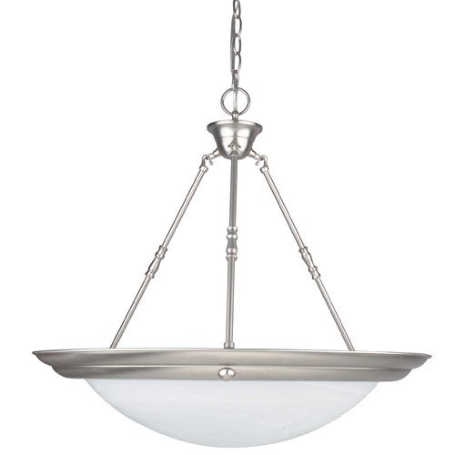 Sunset Lighting F7680-53 Pendant with Faux Alabaster Glass, Satin Nickel Finish