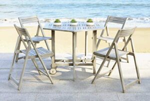 safavieh outdoor collection kerman grey wash 5-piece foldable patio dining set (fully assembled)