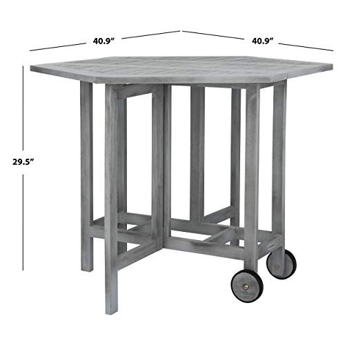 SAFAVIEH Outdoor Collection Kerman Grey Wash 5-Piece Foldable Patio Dining Set (Fully Assembled)