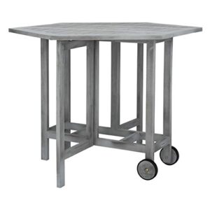 SAFAVIEH Outdoor Collection Kerman Grey Wash 5-Piece Foldable Patio Dining Set (Fully Assembled)