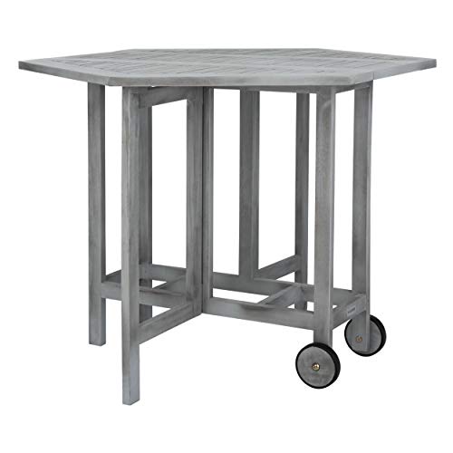 SAFAVIEH Outdoor Collection Kerman Grey Wash 5-Piece Foldable Patio Dining Set (Fully Assembled)