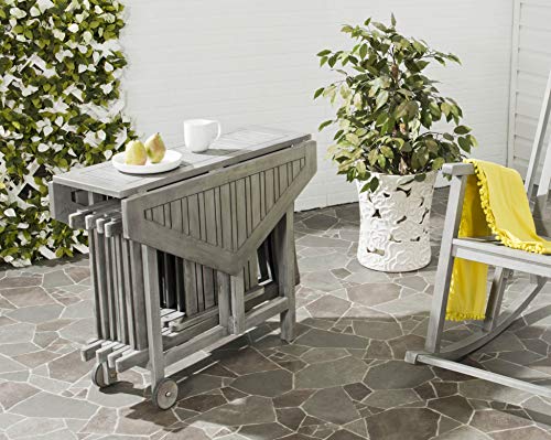 SAFAVIEH Outdoor Collection Kerman Grey Wash 5-Piece Foldable Patio Dining Set (Fully Assembled)