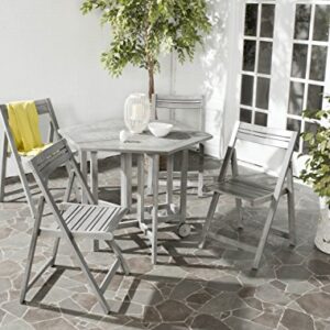 SAFAVIEH Outdoor Collection Kerman Grey Wash 5-Piece Foldable Patio Dining Set (Fully Assembled)